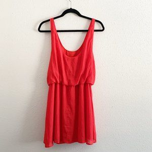Red Mini Cinch Waist Sleeveles Dress